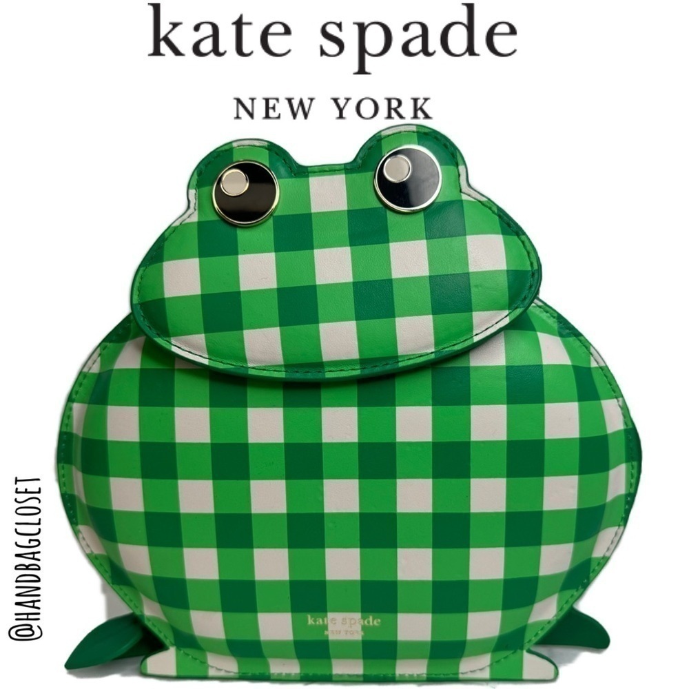 Kate Spade NY Green Gingham Hoppkins Frog Plaid Crossbody Bag NWT! - Picture 7 of 16